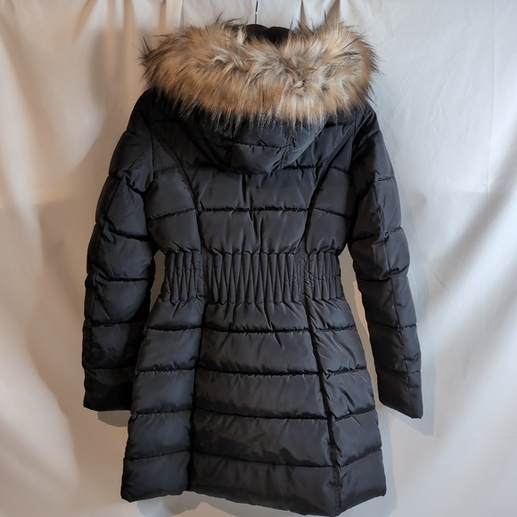 LAUNDRY by Shelly Segal Women's Puffer Jacket w/ Cinched Waist and Fur Hood, XS - Picture 2 of 15